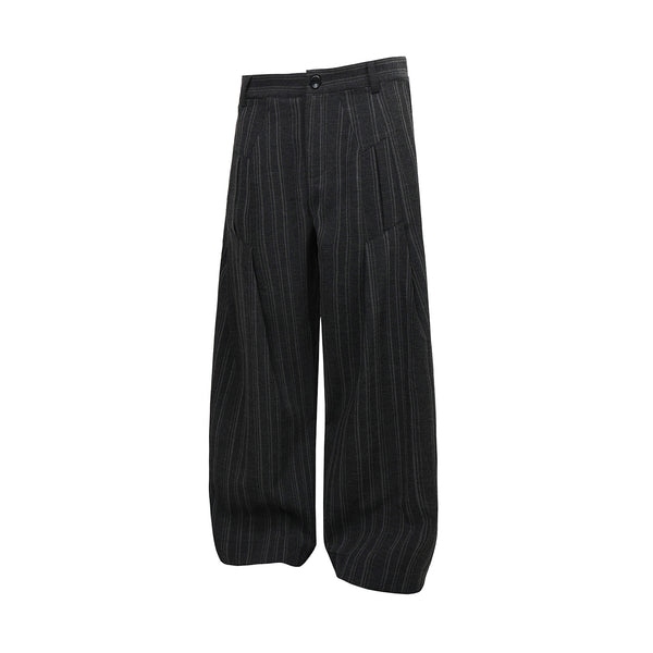 Striped pleated wide-leg pants, loose and versatile