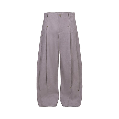 Smoke pink washed pleated machete wide-leg pants