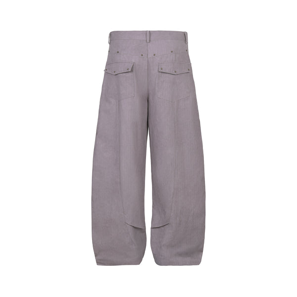 Smoke pink washed pleated machete wide-leg pants