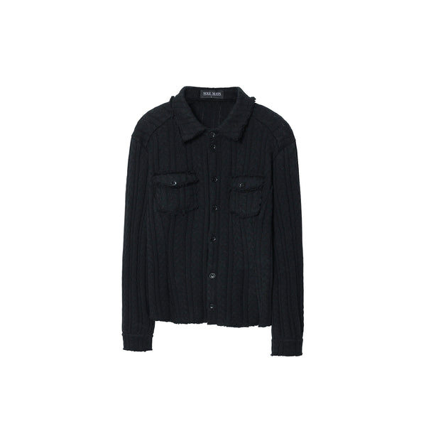 Collared Knit Shirt, Waist-Cinched Slim Fit Versatile Long Sleeve Knit Cardigan, Unisex Streetwear