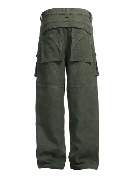 Deconstructed Multi-Pocket Overalls - Army Green