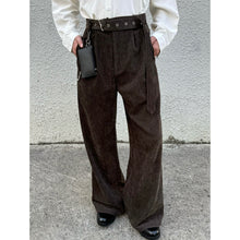 Load image into Gallery viewer, Pleated Brown Loose Ribbon Trousers
