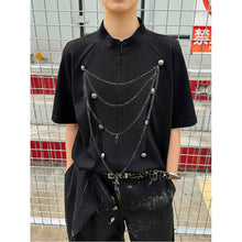 Cargar imagen en el visor de la galería, TZKILLER Unisex Oversized Napoleon Tee Detachable Chain Patchwork Streetwear
