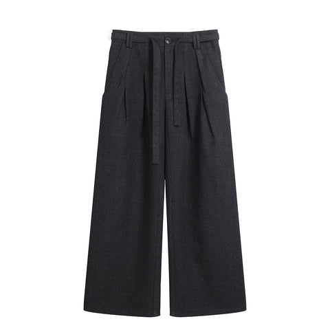 50% wool "cloud pleated" streamer pleated loose wide-leg pants