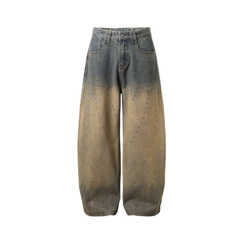 TZKILLER Rivet Distressed Jeans Urban Streetwear Denim Pants