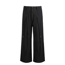 Cargar imagen en el visor de la galería, "Black fog pleated" textured fabric Tencel blend button micro-la suit pants
