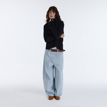 Cargar imagen en el visor de la galería, TZ KILLER Striped Wide Leg Jeans, Hazy Sky Blue Oversized Denim Trousers, Unisex Streetwear
