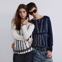 Load image into Gallery viewer, TZ killer Cross Rhinestone Vintage Printed Crew Neck Knit Top, Unisex Long Sleeve Shirt
