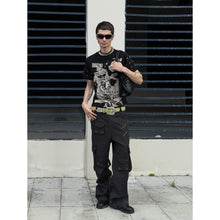 Lade das Bild in den Galerie-Viewer, TZ KILLER Unisex Striped Straight‑Leg Cargo Pants Multi‑Pocket Utility Trousers
