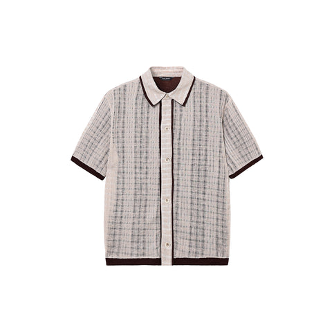 layered stitching shirt, Tencel wool, short-sleeved loose