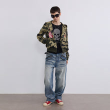 Cargar imagen en el visor de la galería, TZ KILLER Straight Bootcut Jeans, Light Blue Wash Distressed Whiskered Denim Pants, Unisex Streetwear
