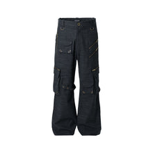 Lade das Bild in den Galerie-Viewer, TZ KILLER Unisex Striped Straight‑Leg Cargo Pants Multi‑Pocket Utility Trousers
