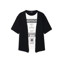 Load image into Gallery viewer, TZKILLER Black White Patchwork V Neck Graphic Tee Streetwear
