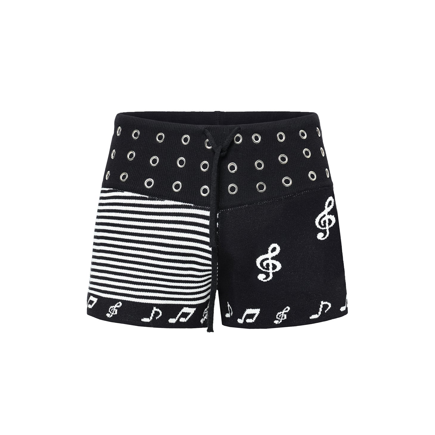 TZKILLER Women High Waist Striped Jacquard Slim Shorts Streetwear