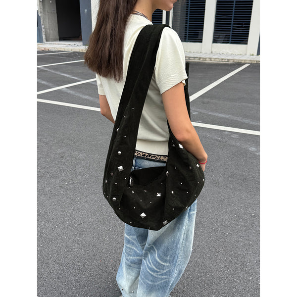 TZKILLER Rhinestone Moon Crossbody Bag Army Green