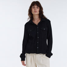 Cargar imagen en el visor de la galería, Collared Knit Shirt, Waist-Cinched Slim Fit Versatile Long Sleeve Knit Cardigan, Unisex Streetwear
