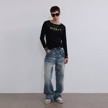 Cargar imagen en el visor de la galería, TZ KILLER Straight Bootcut Jeans, Light Blue Wash Distressed Whiskered Denim Pants, Unisex Streetwear
