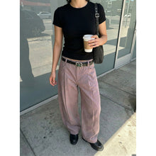 Load image into Gallery viewer, Smoke pink washed pleated machete wide-leg pants
