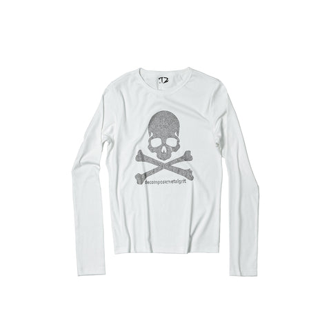 TZ KILLER Skull Rhinestone Long Sleeve Top, Soft Modal Fabric Unisex Streetwear Basic Shirt