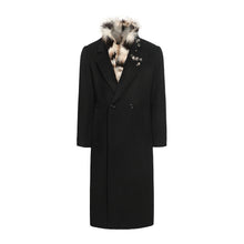 Load image into Gallery viewer, 65% wool "Meteor" metal buckle coat tweed long black versatile coat autumn and winter

