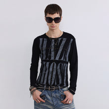Load image into Gallery viewer, TZ killer Cross Rhinestone Vintage Printed Crew Neck Knit Top, Unisex Long Sleeve Shirt
