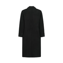 Load image into Gallery viewer, 65% wool "Meteor" metal buckle coat tweed long black versatile coat autumn and winter
