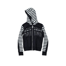 Lade das Bild in den Galerie-Viewer, TZ killer Black White Striped Hooded Jacket, Long Sleeve Casual Unisex Sweatshirt
