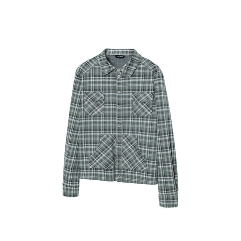 TZKILLER Plaid Shirt Jacket, Oversized Casual Button Down Outerwear for Men Women
