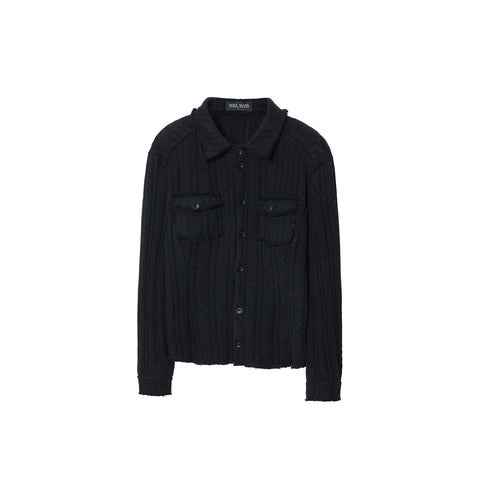 Collared Knit Shirt, Waist-Cinched Slim Fit Versatile Long Sleeve Knit Cardigan, Unisex Streetwear
