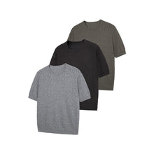 Cargar imagen en el visor de la galería, Roll-up neckline hollow knitwear versatile short-sleeved T-shirt
