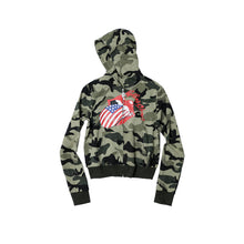 Cargar imagen en el visor de la galería, TZ KILLER Camo Zip Up Hoodie, American Vintage Graphic Printed Hooded Sweatshirt Jacket, Unisex Streetwear Top
