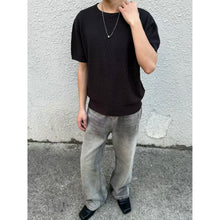 Cargar imagen en el visor de la galería, Roll-up neckline hollow knitwear versatile short-sleeved T-shirt

