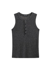 Lade das Bild in den Galerie-Viewer, Button Henley Slim Fit Vest Matching Sleeveless Top
