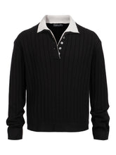 Load image into Gallery viewer, Double collar two-wear striped wool bottoming shirt
