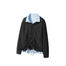 Load image into Gallery viewer, Layered Drawstring Shirt, Color Block, Loose-Fit Two-Color Top
