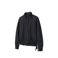 Load image into Gallery viewer, Three-Color Stand-Collar Jacket, Hem-with-Drawstring Blended Top Coat
