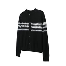 Load image into Gallery viewer, Jacquard striped wool sweater cardigan versatile loose long-sleeved top
