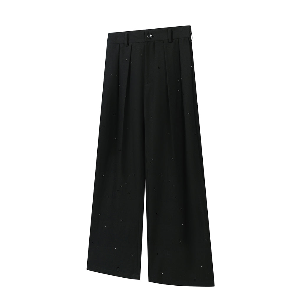 Hot-ironed diamond pleated pants TR blended wide-leg versatile pants