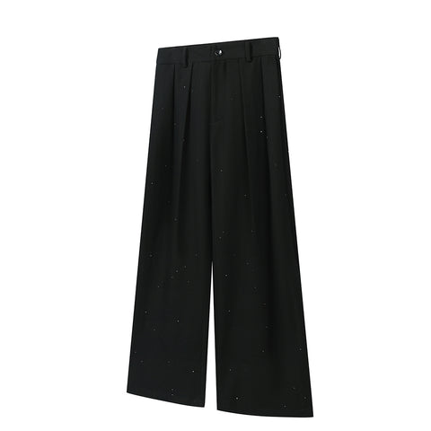 Hot-ironed diamond pleated pants TR blended wide-leg versatile pants