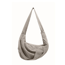 Load image into Gallery viewer, Striped misaligned pleated crossbody crescent shoulder bag
