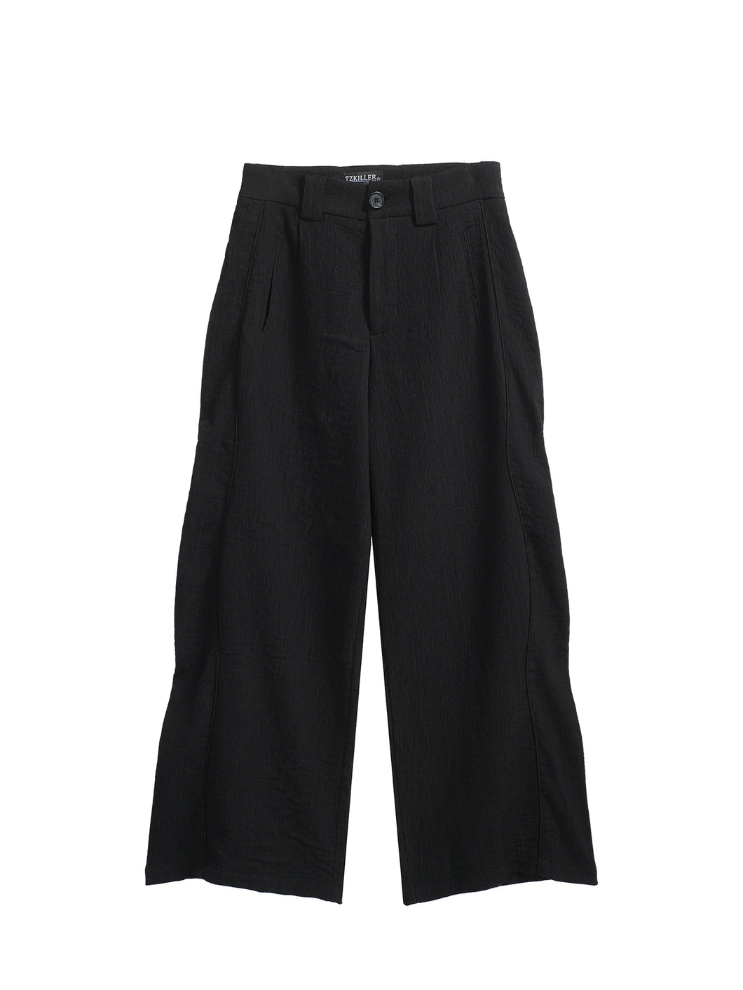 Textured wide-leg tailored trousers