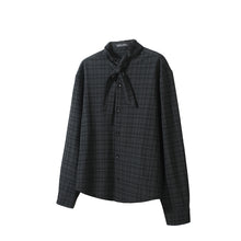 Load image into Gallery viewer, Square scarf collar shirt Adjustable multi-wear plaid long-sleeved shirt

