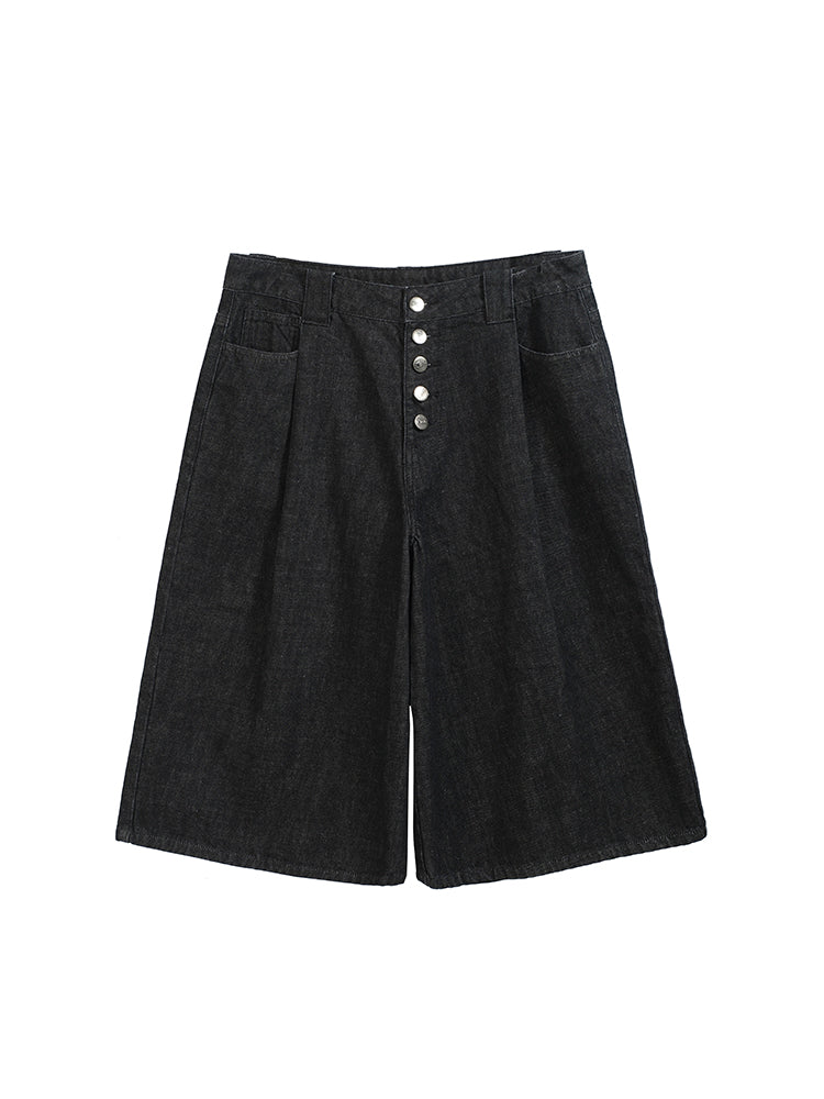 Steak button cropped jeans