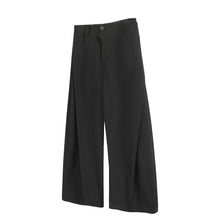 Load image into Gallery viewer, Wide-Leg Trousers with Subtle Stripes on Hem - Pleated and Loose Fit
