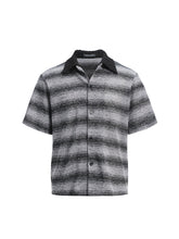 Lade das Bild in den Galerie-Viewer, Striped patchwork contrast collar short sleeve shirt
