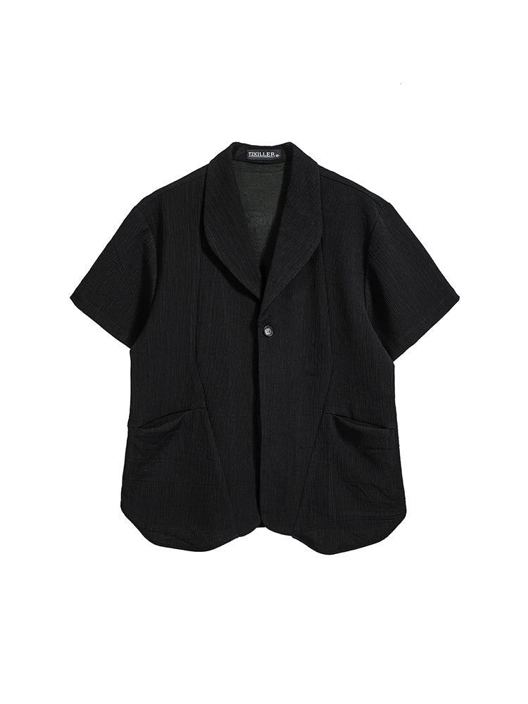 Structured V-neck loose shirt Cropped shirt