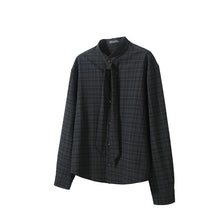Load image into Gallery viewer, Square scarf collar shirt Adjustable multi-wear plaid long-sleeved shirt
