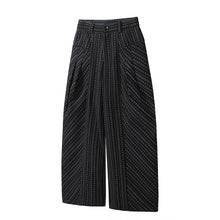 Load image into Gallery viewer, Striped pleated trousers Versatile loose scimitar wide-leg trousers
