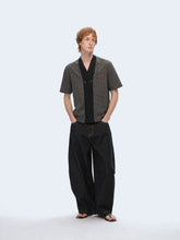 Load image into Gallery viewer, Plaid patchwork embroidered short-sleeved shirt Houndstooth shirt
