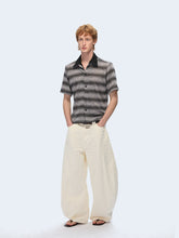 Lade das Bild in den Galerie-Viewer, Striped patchwork contrast collar short sleeve shirt
